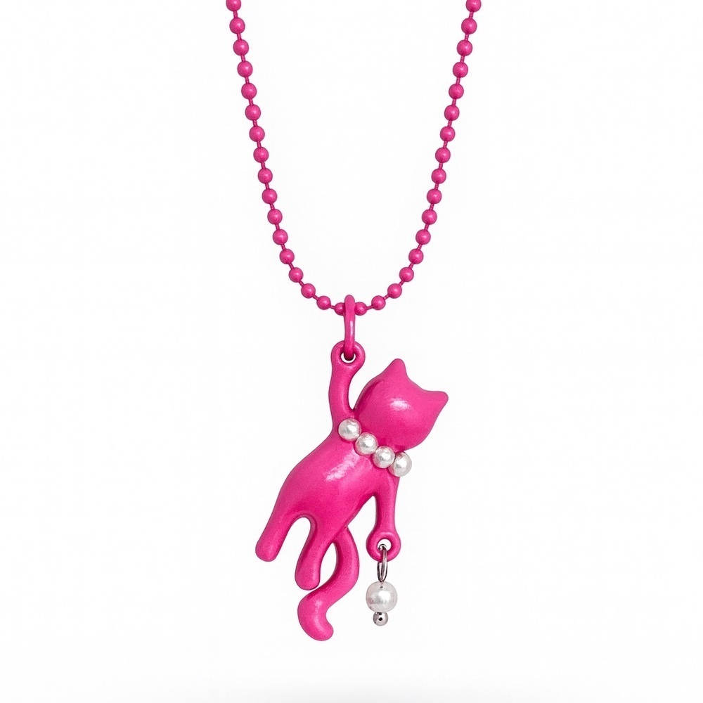 Pink Cat Pendant Necklace